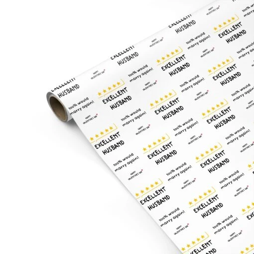 5-Star Excellent Husband Valentines Wrapping Paper - Image 2