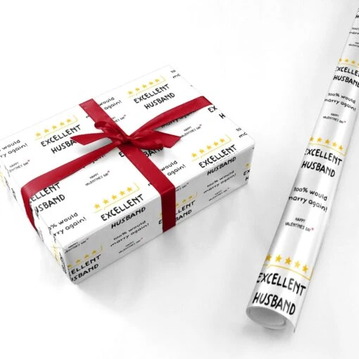 5-Star Excellent Husband Valentines Wrapping Paper - Image 3