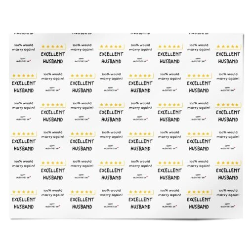 5-Star Excellent Husband Valentines Wrapping Paper - Image 4