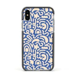 Abstract IPhone Case -Wrap & Case Store Abstract Apple iPhone Xs Impact Case Black Edge on Silver Phone
