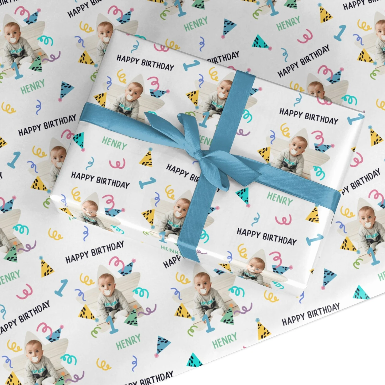 Front Page -Wrap & Case Store Any Age Happy Birthday Personalised Photo Custom Wrapping Paper 1