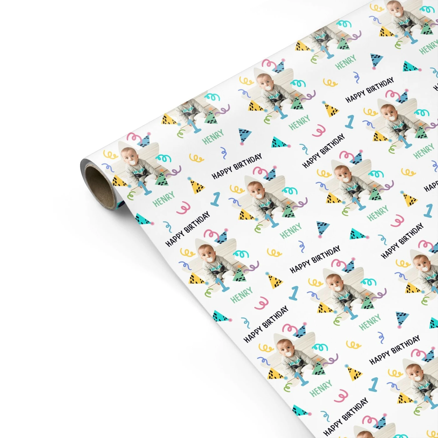 Any Age Happy Birthday Personalised Photo Wrapping Paper - Image 2