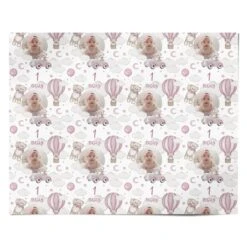 Baby Girls Personalised 1st Birthday Photo Wrapping Paper -Wrap & Case Store Baby Girls Personalised 1st Birthday Photo Personalised Wrapping Paper Alternative