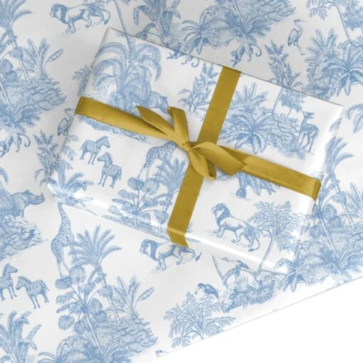 Baby Safari Toile Chinoiserie Toile De Jouy Wrapping Paper