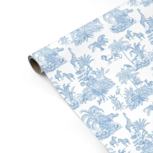 Baby Safari Toile Chinoiserie Toile De Jouy Wrapping Paper - Image 2