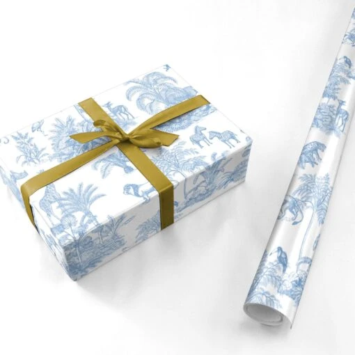 Baby Safari Toile Chinoiserie Toile De Jouy Wrapping Paper - Image 3