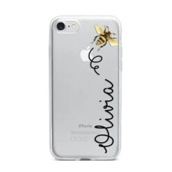 Bee In Flight Personalised Name IPhone Case -Wrap & Case Store Bee in Flight Personalised Name iPhone 7 Bumper Case on Silver iPhone