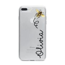 Bee In Flight Personalised Name IPhone Case -Wrap & Case Store Bee in Flight Personalised Name iPhone 7 Plus Bumper Case on Silver iPhone