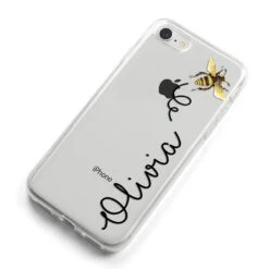 Bee In Flight Personalised Name IPhone Case -Wrap & Case Store Bee in Flight Personalised Name iPhone 8 Bumper Case on Silver iPhone Alternative Image
