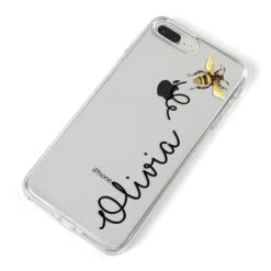 Bee In Flight Personalised Name IPhone Case -Wrap & Case Store Bee in Flight Personalised Name iPhone 8 Plus Bumper Case on Silver iPhone Alternative Image