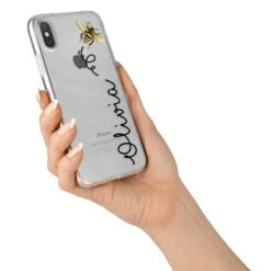 Bee In Flight Personalised Name IPhone Case -Wrap & Case Store Bee in Flight Personalised Name iPhone X Bumper Case on Silver iPhone Alternative Image 2