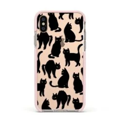 Black Cat IPhone Case -Wrap & Case Store Black Cat Apple iPhone Xs Impact Case Pink Edge on Gold Phone