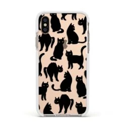 Black Cat IPhone Case -Wrap & Case Store Black Cat Apple iPhone Xs Impact Case White Edge on Gold Phone