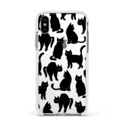 Black Cat IPhone Case -Wrap & Case Store Black Cat Apple iPhone Xs Impact Case White Edge on Silver Phone