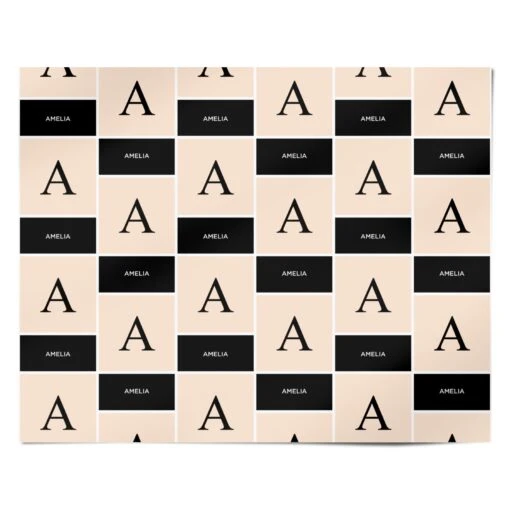 Black Neutral Personalised Initial Wrapping Paper - Image 4