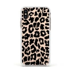 Black & White Leopard Print IPhone Case -Wrap & Case Store Black White Leopard Print Apple iPhone Xs Impact Case White Edge on Gold Phone