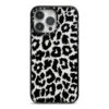 Black & White Leopard Print IPhone Case -Wrap & Case Store Black White Leopard Print iPhone 14 Pro Max Black Impact Case on Silver phone