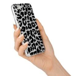 Black & White Leopard Print IPhone Case -Wrap & Case Store Black White Leopard Print iPhone 7 Bumper Case on Silver iPhone Alternative Image