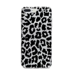 Black & White Leopard Print IPhone Case -Wrap & Case Store Black White Leopard Print iPhone 7 Plus Bumper Case on Silver iPhone