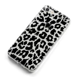 Black & White Leopard Print IPhone Case -Wrap & Case Store Black White Leopard Print iPhone 8 Bumper Case on Silver iPhone Alternative Image