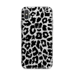 Black & White Leopard Print IPhone Case -Wrap & Case Store Black White Leopard Print iPhone X Bumper Case on Silver iPhone Alternative Image 1