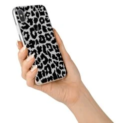 Black & White Leopard Print IPhone Case -Wrap & Case Store Black White Leopard Print iPhone X Bumper Case on Silver iPhone Alternative Image 2
