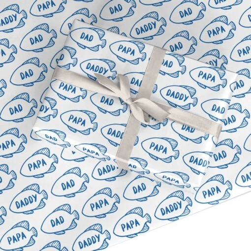 Blue Fish Fathers Day Wrapping Paper - Image 2
