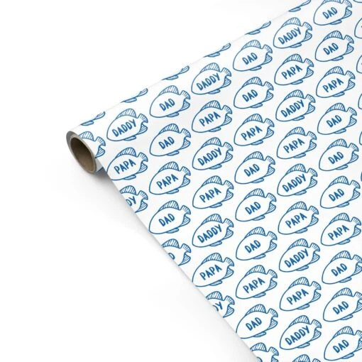 Blue Fish Fathers Day Wrapping Paper - Image 3