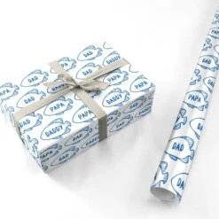 Blue Fish Fathers Day Wrapping Paper -Wrap & Case Store Blue Fish Fathers Day Personalised Wrapping Paper