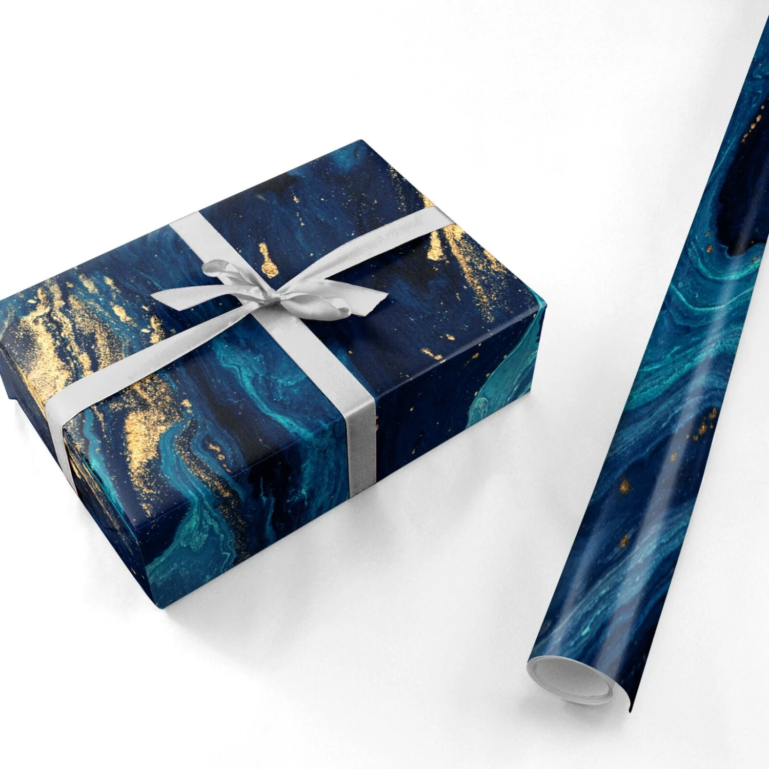 Blue Lagoon Marble Wrapping Paper - Image 3
