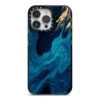 Blue Lagoon Marble IPhone Case -Wrap & Case Store Blue Lagoon Marble iPhone 14 Pro Max Black Impact Case on Silver phone