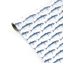 Blue Mackerel Fish Pattern Wrapping Paper -Wrap & Case Store Blue Mackerel Fish Pattern Personalised Gift Wrap