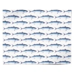 Blue Mackerel Fish Pattern Wrapping Paper -Wrap & Case Store Blue Mackerel Fish Pattern Personalised Wrapping Paper Alternative