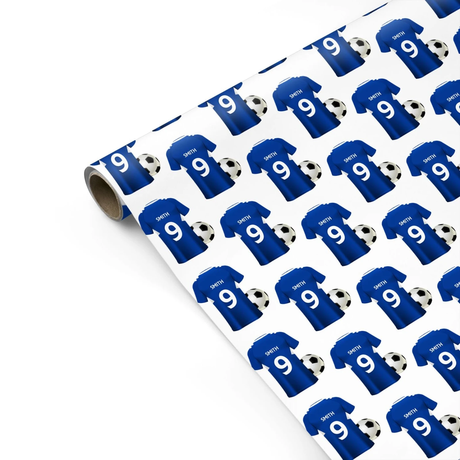 Blue Personalised Name Number Football Shirt Wrapping Paper - Image 2