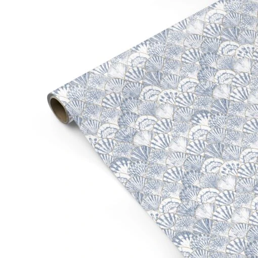 Blue Seashell Pattern Wrapping Paper - Image 2