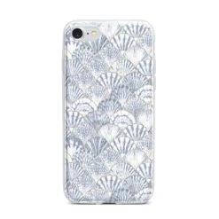 Blue Seashell Pattern IPhone Case -Wrap & Case Store Blue Seashell Pattern iPhone 7 Bumper Case on Silver iPhone