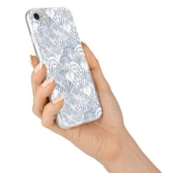 Blue Seashell Pattern IPhone Case -Wrap & Case Store Blue Seashell Pattern iPhone 7 Bumper Case on Silver iPhone Alternative Image