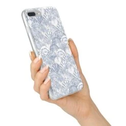 Blue Seashell Pattern IPhone Case -Wrap & Case Store Blue Seashell Pattern iPhone 7 Plus Bumper Case on Silver iPhone Alternative Image