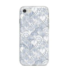 Blue Seashell Pattern IPhone Case -Wrap & Case Store Blue Seashell Pattern iPhone 8 Bumper Case on Silver iPhone
