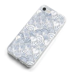 Blue Seashell Pattern IPhone Case -Wrap & Case Store Blue Seashell Pattern iPhone 8 Bumper Case on Silver iPhone Alternative Image