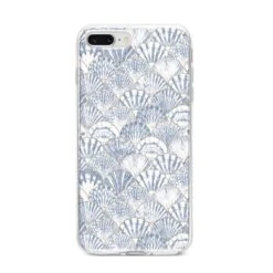 Blue Seashell Pattern IPhone Case -Wrap & Case Store Blue Seashell Pattern iPhone 8 Plus Bumper Case on Silver iPhone