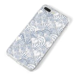 Blue Seashell Pattern IPhone Case -Wrap & Case Store Blue Seashell Pattern iPhone 8 Plus Bumper Case on Silver iPhone Alternative Image