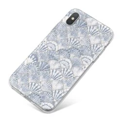 Blue Seashell Pattern IPhone Case -Wrap & Case Store Blue Seashell Pattern iPhone X Bumper Case on Silver iPhone