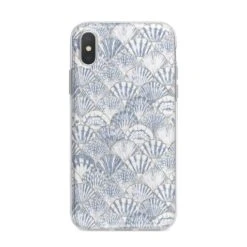 Blue Seashell Pattern IPhone Case -Wrap & Case Store Blue Seashell Pattern iPhone X Bumper Case on Silver iPhone Alternative Image 1