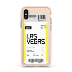 Boarding Pass IPhone Case -Wrap & Case Store Boarding Pass Apple iPhone Xs Impact Case Pink Edge on Gold Phone