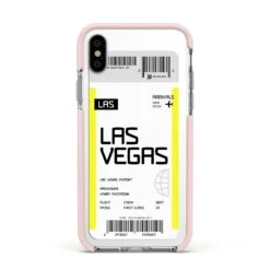 Boarding Pass IPhone Case -Wrap & Case Store Boarding Pass Apple iPhone Xs Impact Case Pink Edge on Silver Phone