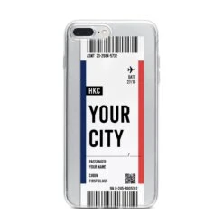 Boarding Pass Ticket IPhone Case -Wrap & Case Store Boarding Pass Ticket iPhone 7 Plus Bumper Case on Silver iPhone