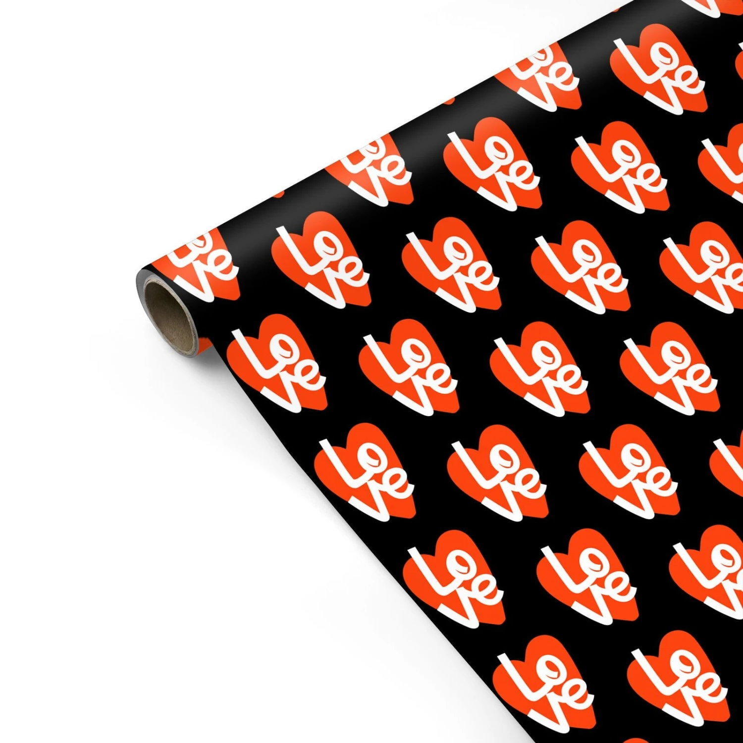 Bold Love Heart Black Valentines Day Wrapping Paper - Image 2