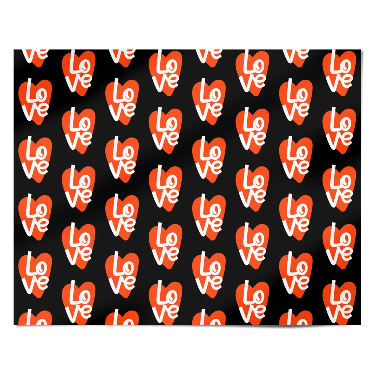Bold Love Heart Black Valentines Day Wrapping Paper - Image 4