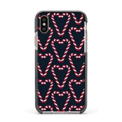 Candy Cane Pattern IPhone Case -Wrap & Case Store Candy Cane Pattern Apple iPhone Xs Impact Case Black Edge on Gold Phone